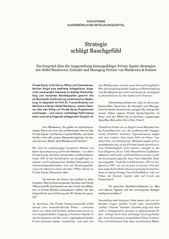 Detlef Mackewicz im Gespräch über professionelle Private-Equity-Strategien